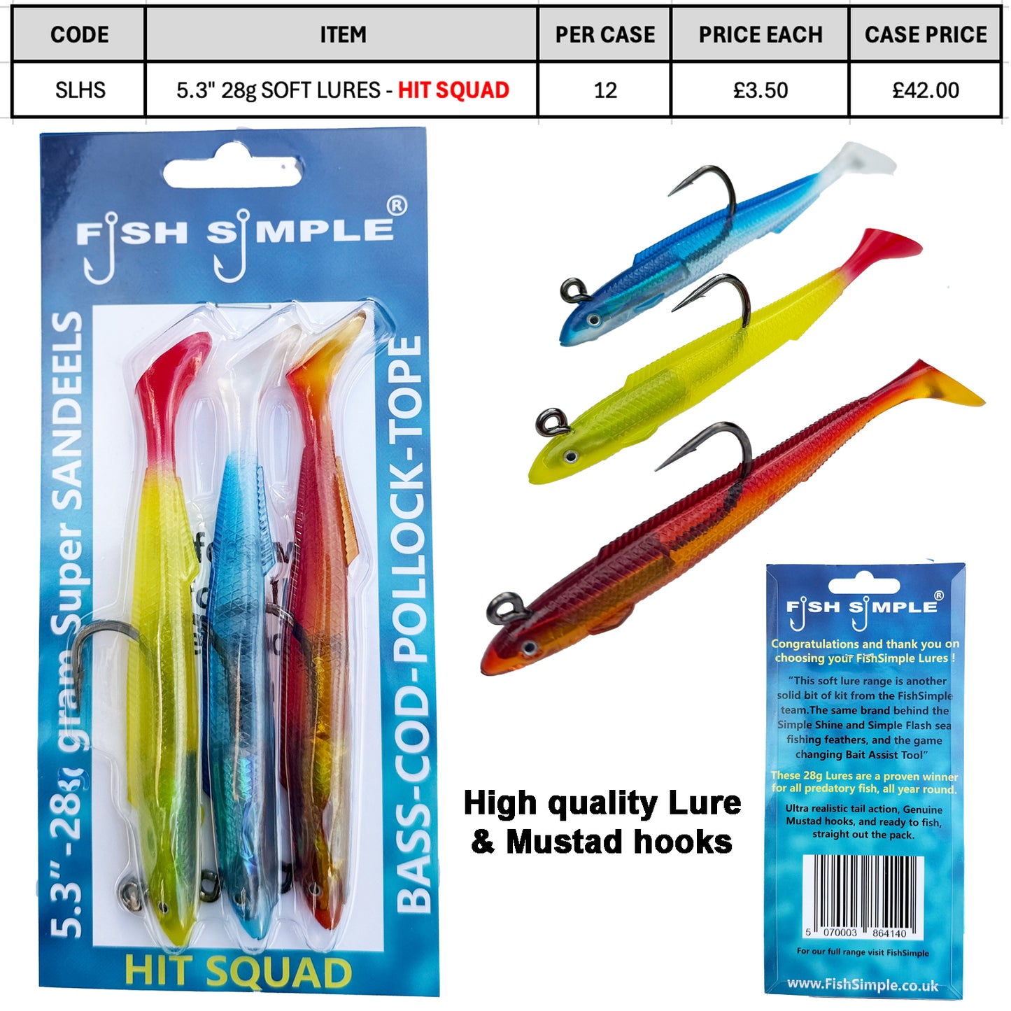 12 PACKS PER CASE, Hit Squad 28g Lure. RRP £9.99 each Over 100% profit