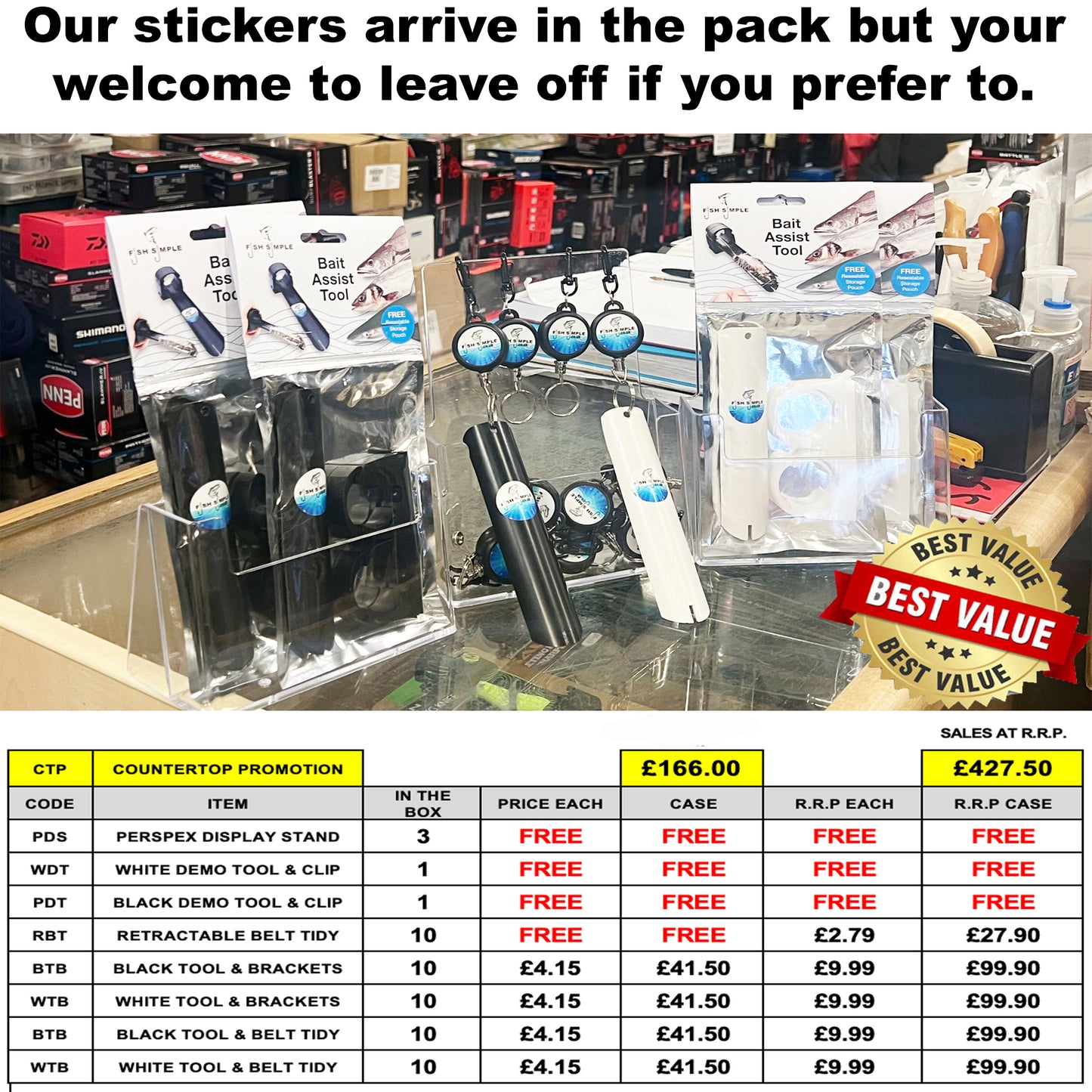 COUNTER TOP SET Promotional pack Lots of freebies Costs £166.00+VAT Sells for £427.50