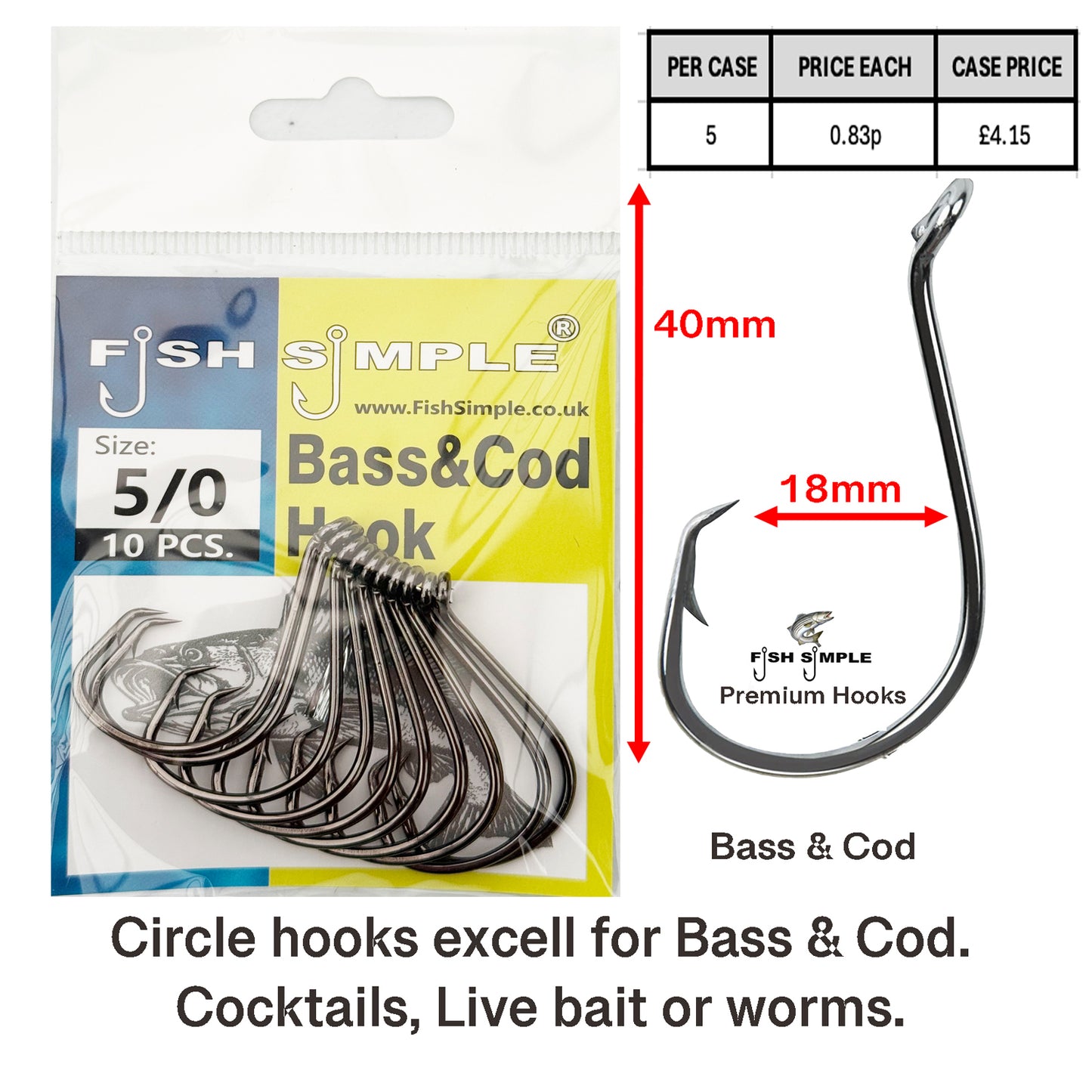 5 PACKS PER CASE, Top Quality Circle hooks Over 100% profit