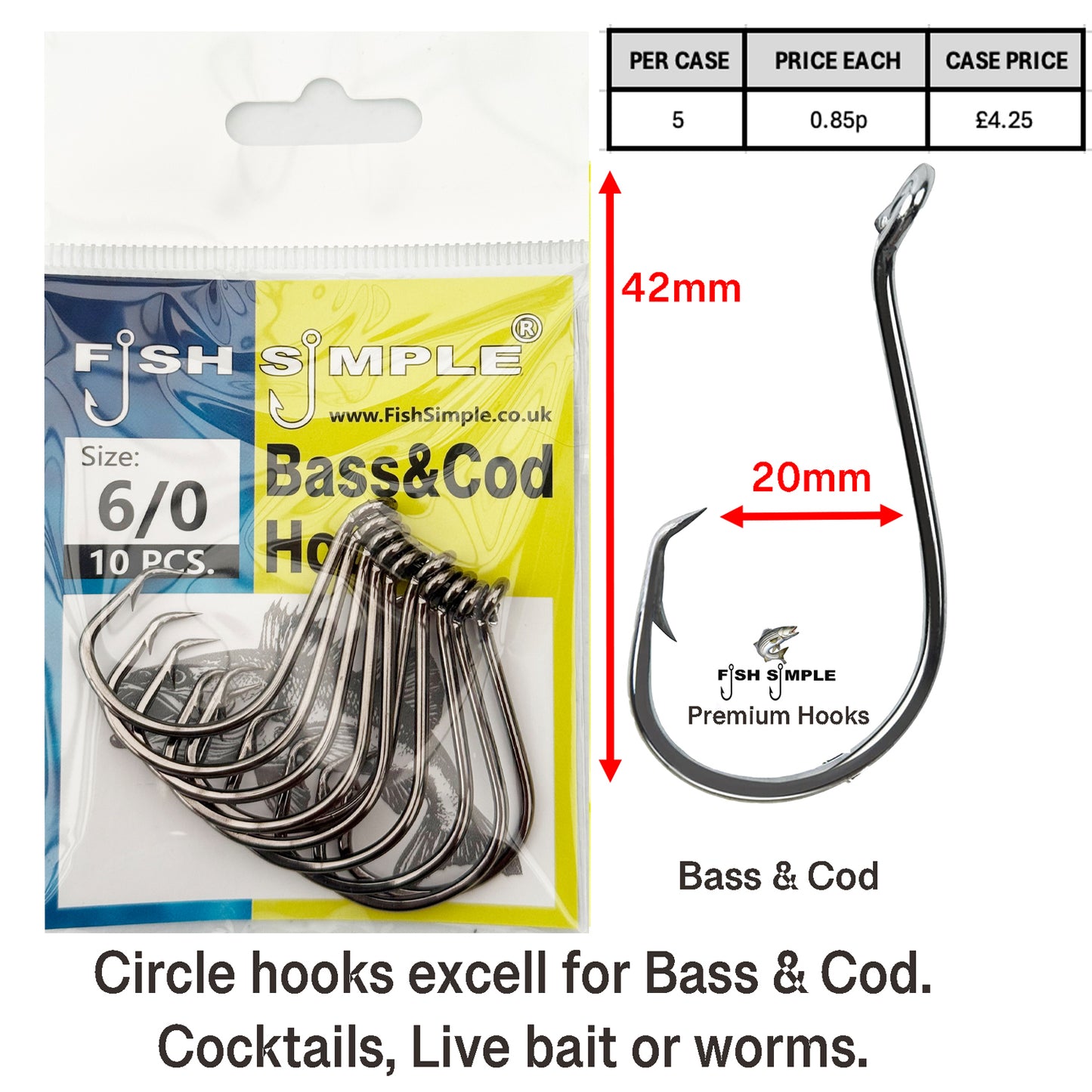 5 PACKS PER CASE, Top Quality Circle hooks Over 100% profit